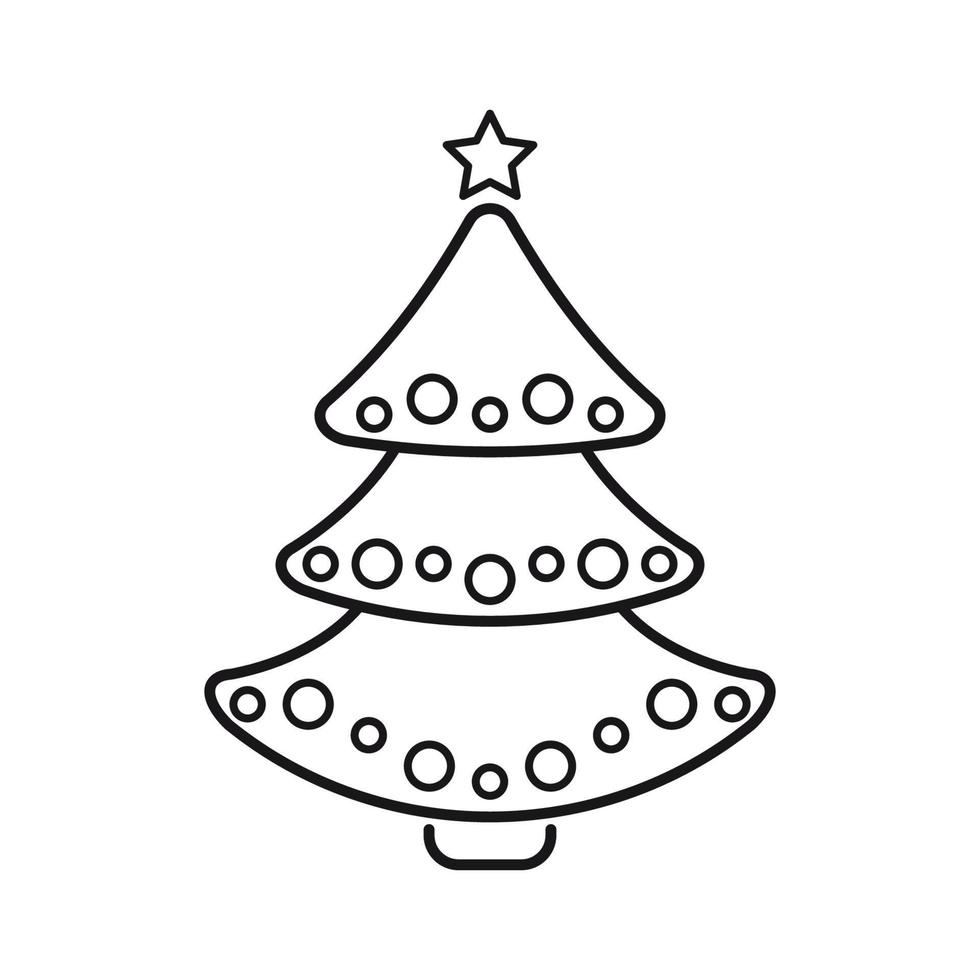 Christmas tree, vector line icon on a white background.