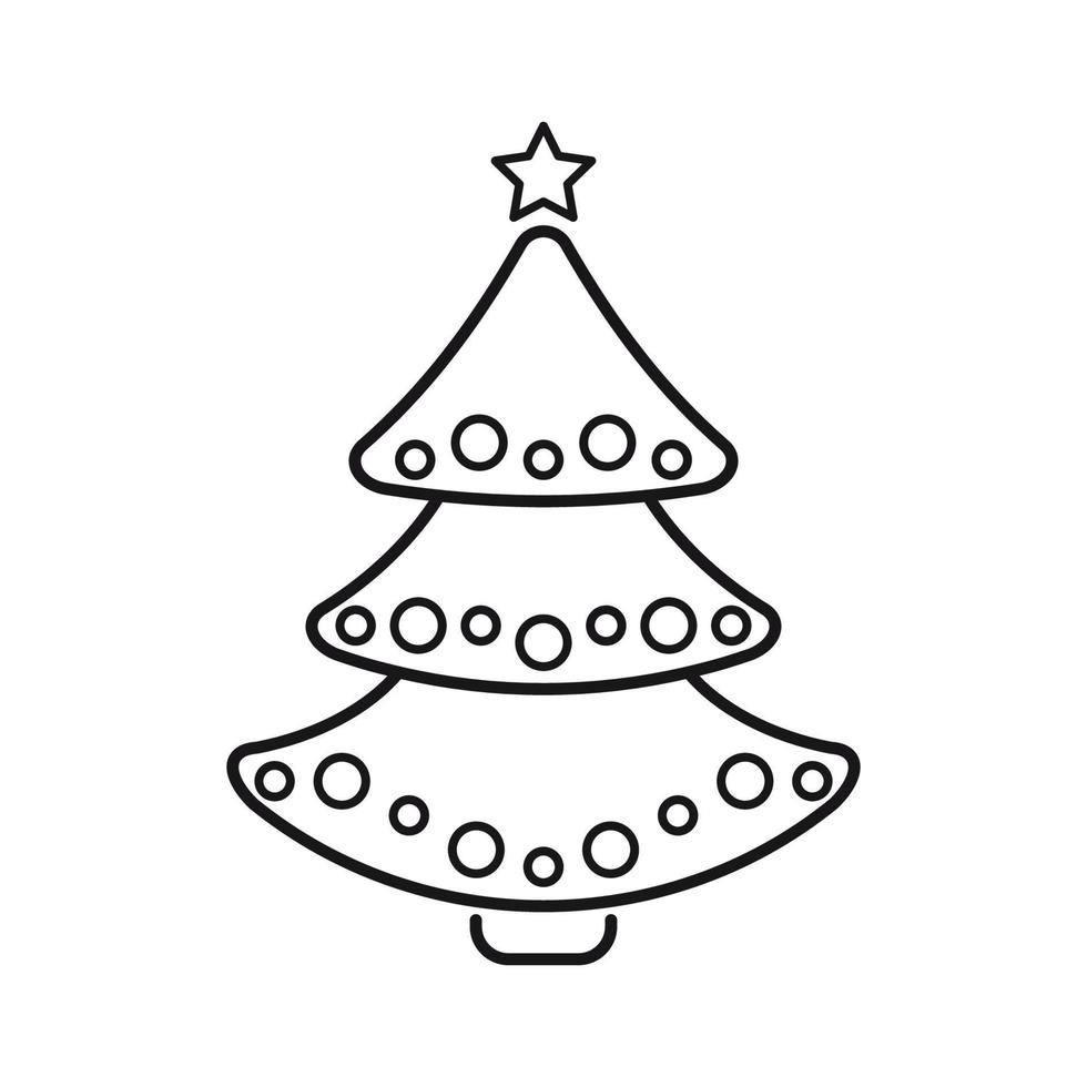 Christmas tree, vector line icon on a white background.