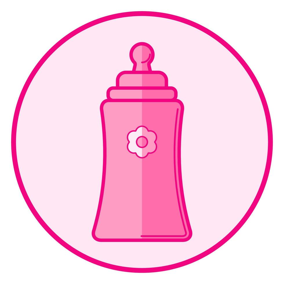 Bottle. Pink baby icon on a white background, line art vector design.