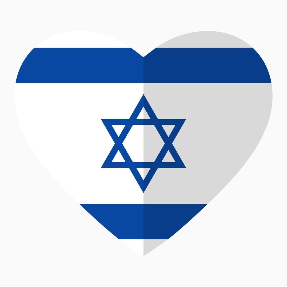 Flag of Israel in the shape of Heart, flat style, symbol of love for his country, patriotism, icon for Independence Day. vector