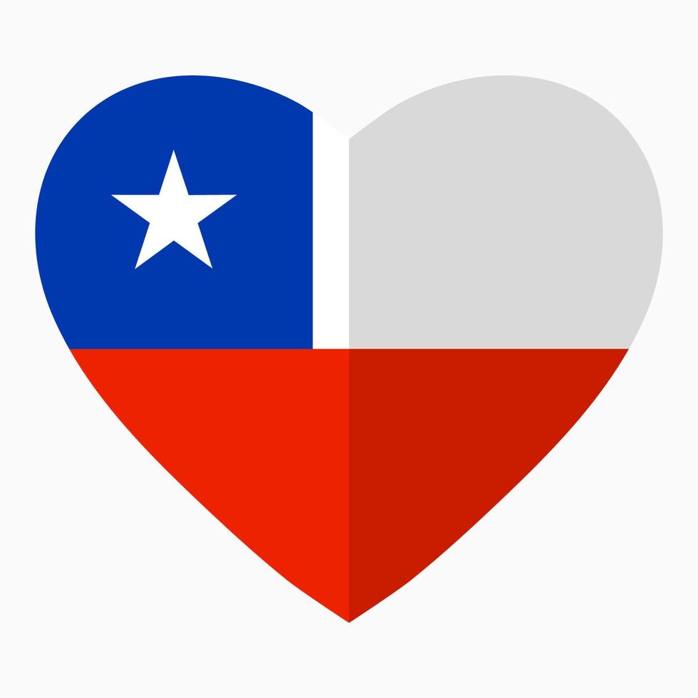 Flag of Chile in the shape of Heart, flat style, symbol of love for his country, patriotism, icon for Independence Day. vector