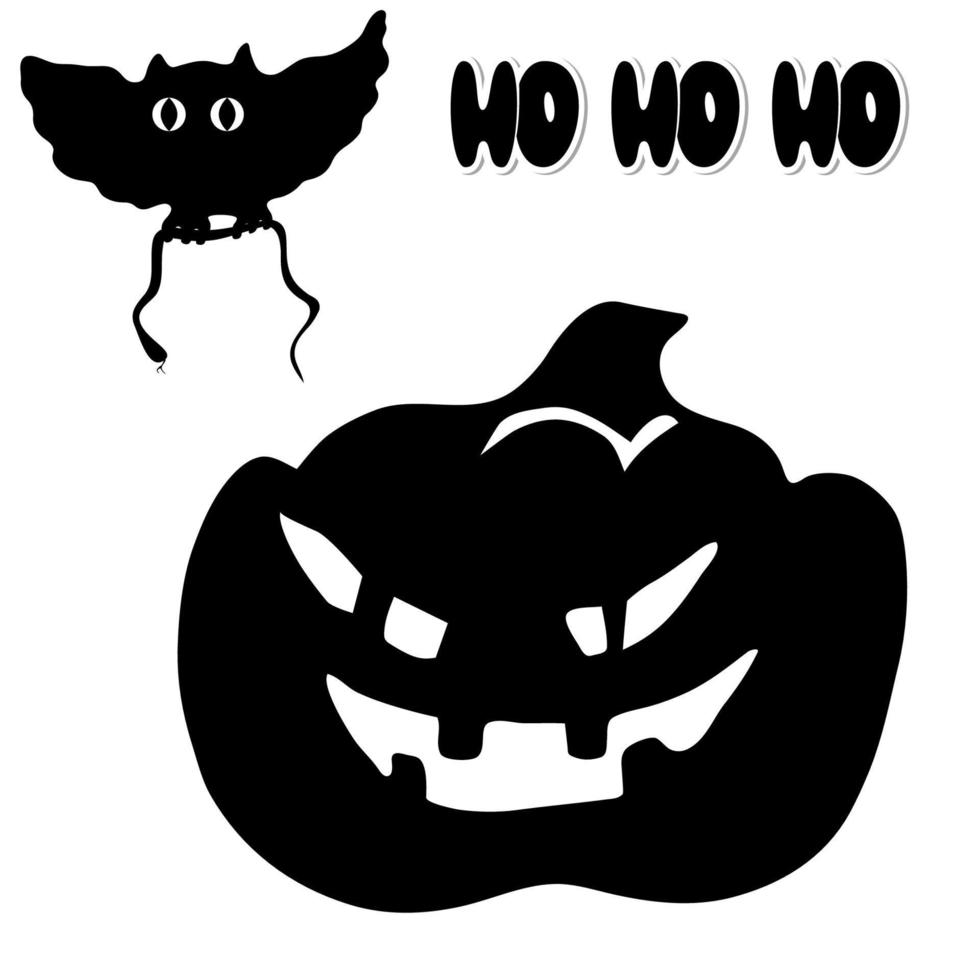 Evil pumpkin, owl caught a snake. Halloween element design. vector