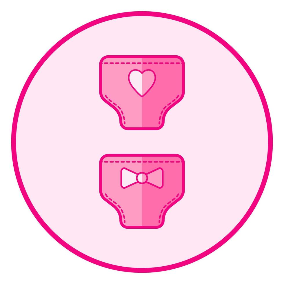 Panties. Pink baby icon on a white background, line art vector design.