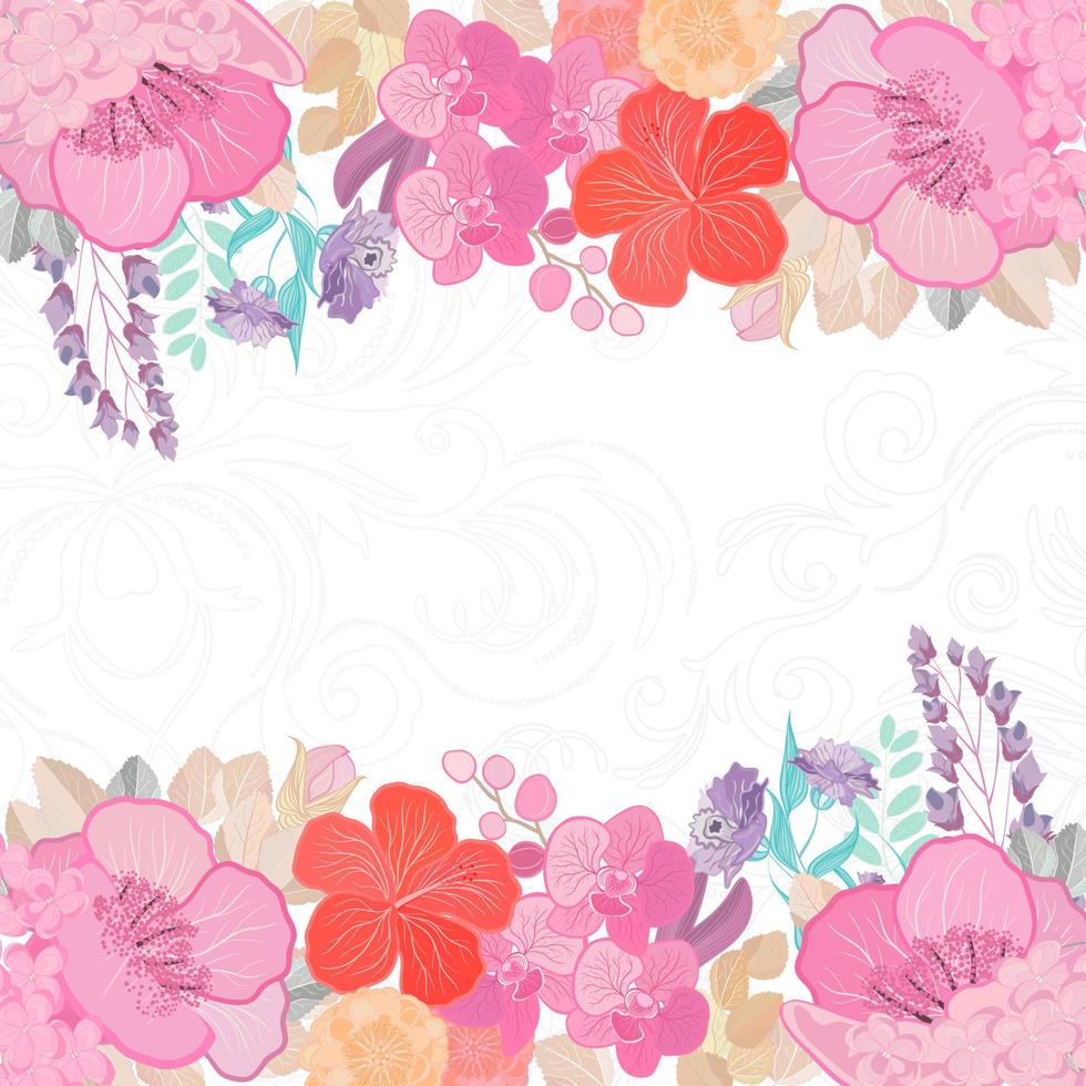 Watercolor colors flower background. Spring nature design with floral branches. Abstract illustration vector card.