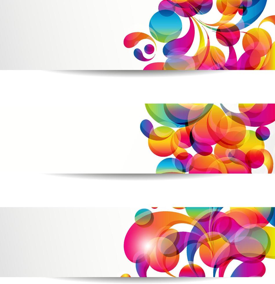 banners web abstractos con gota de arco de colores para su diseño www vector