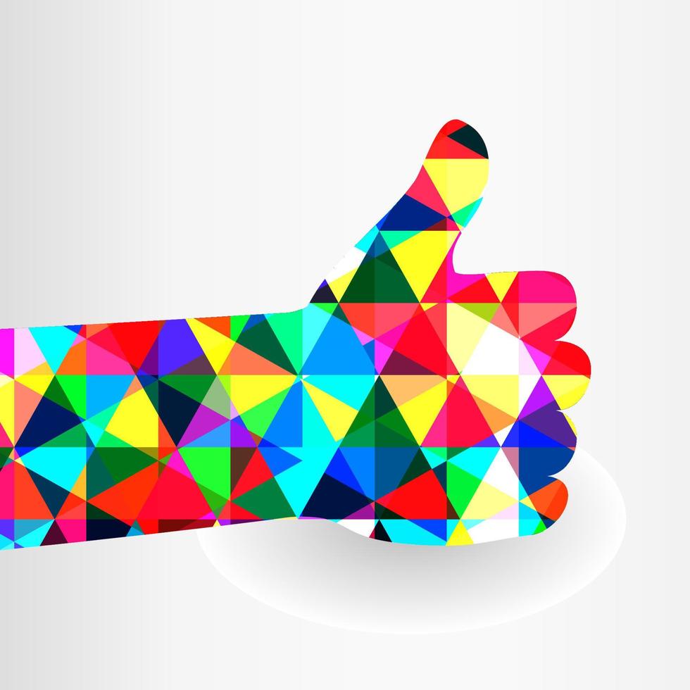 Colorful thumbs Up symbol. Abstract background.  Vector illustration.
