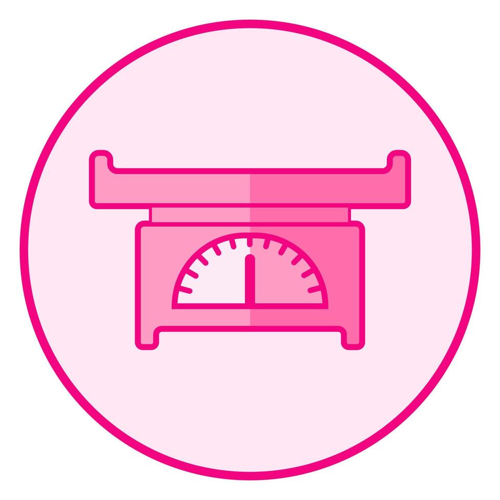 Baby scales. Pink baby icon on a white background, line art vector