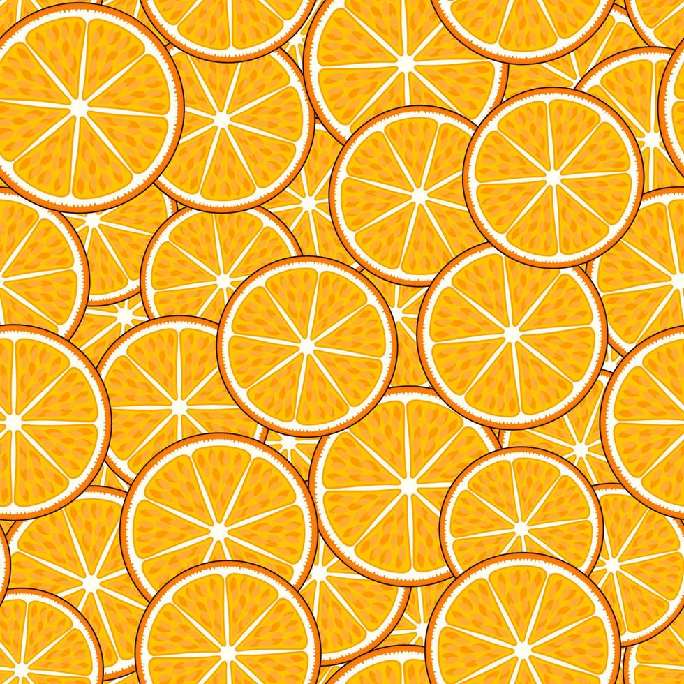 Seamless fruit pattern orange slices. vector