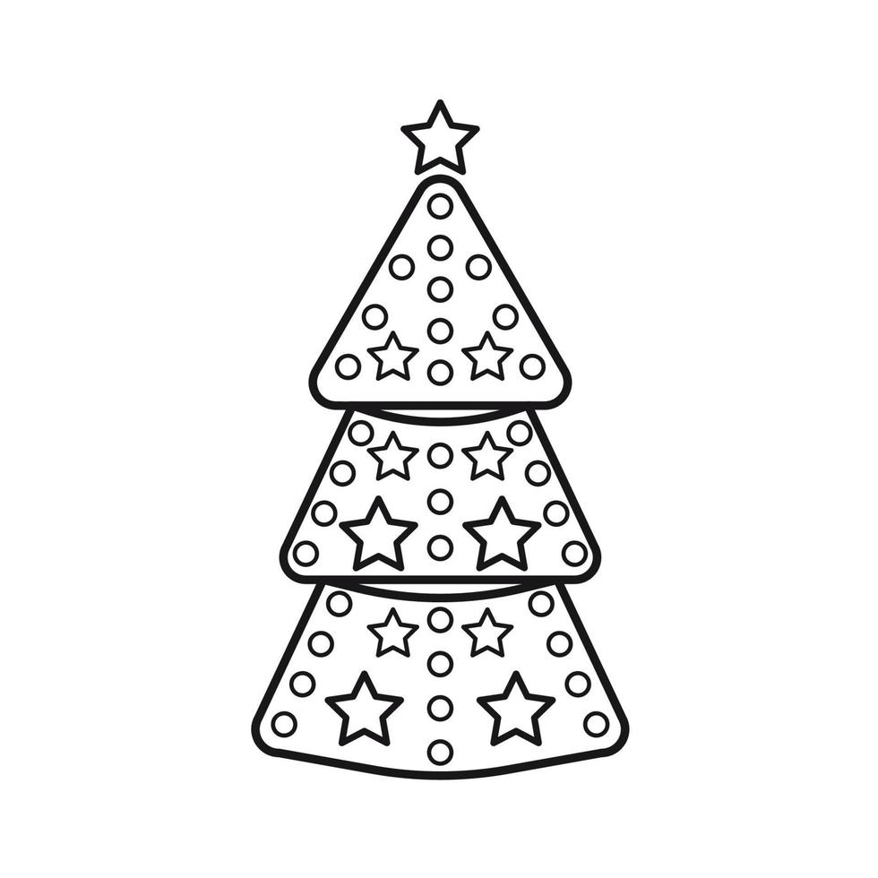 Christmas tree, vector line icon on a white background.