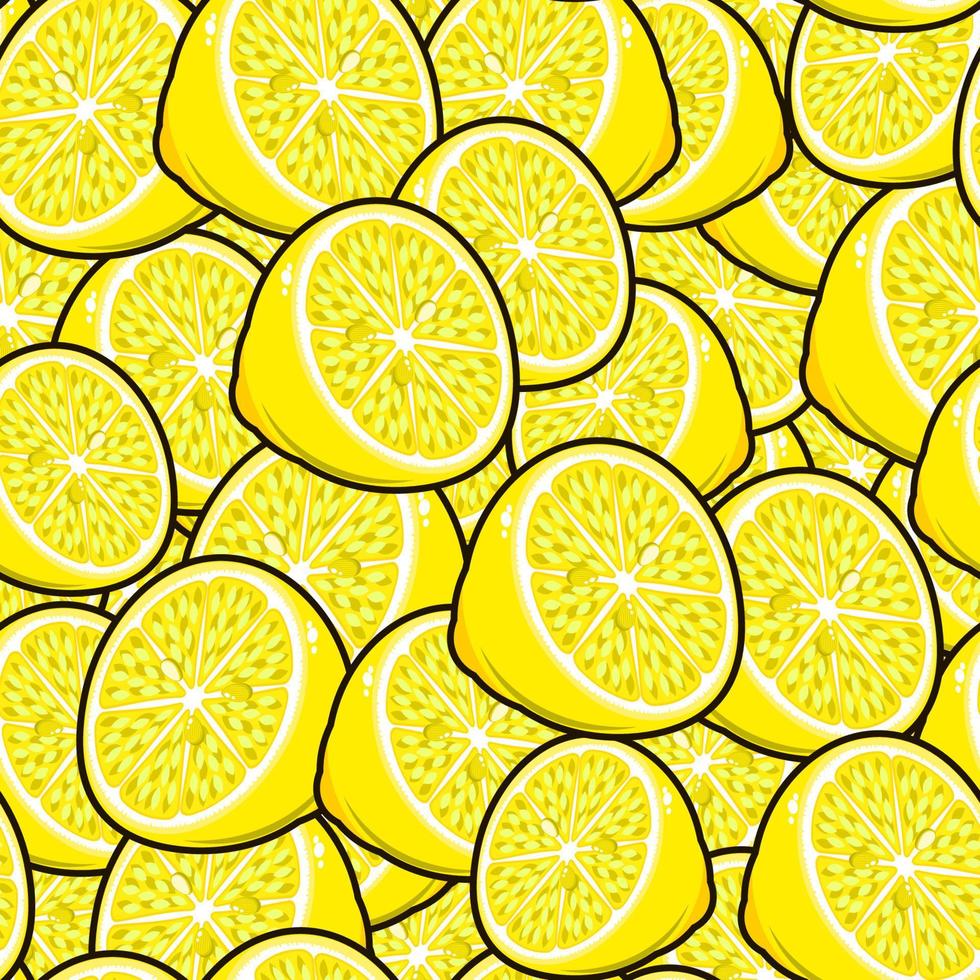 Seamless fruit pattern lemons. vector