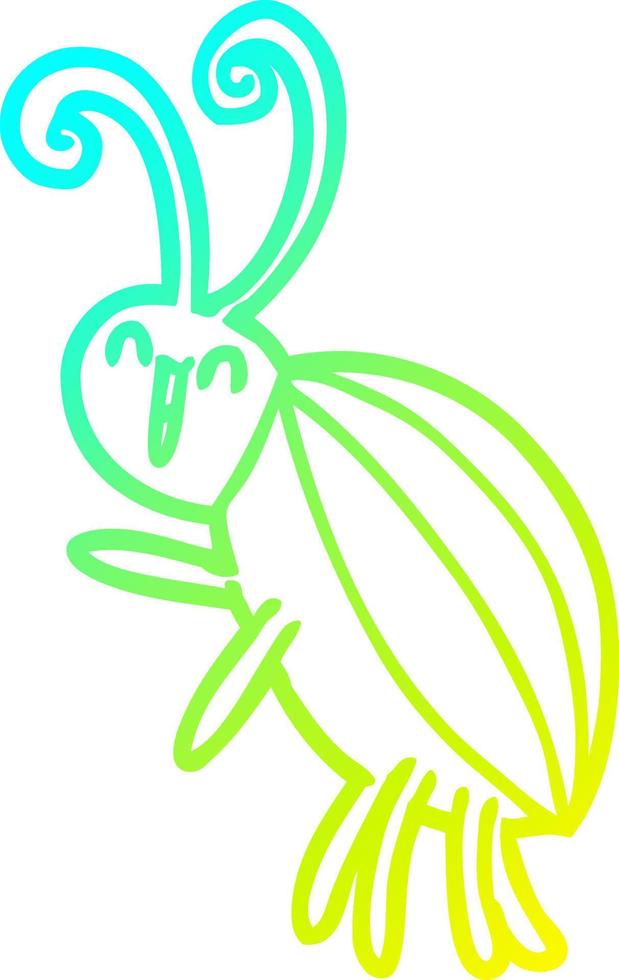 cold gradient line drawing cartoon happy beetle vector