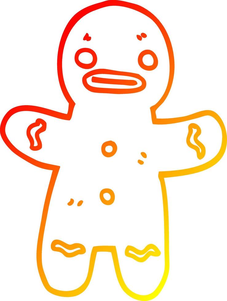 warm gradient line drawing cartoon gingerbread man vector