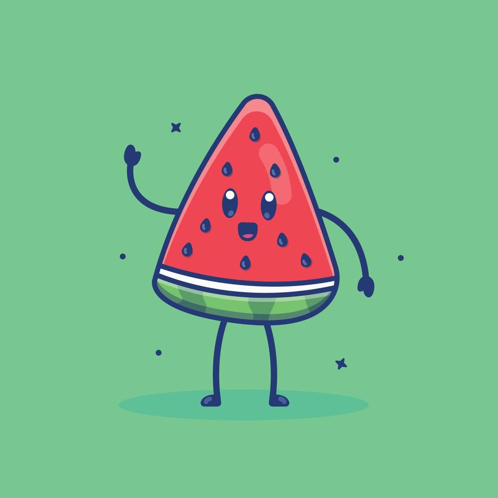Cute cartoon watermelon in vector illustration