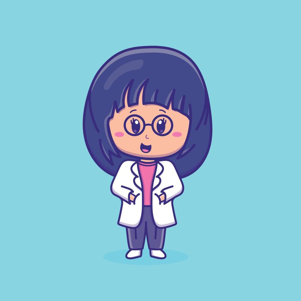 Cute cartoon girl doctor in vector illustration