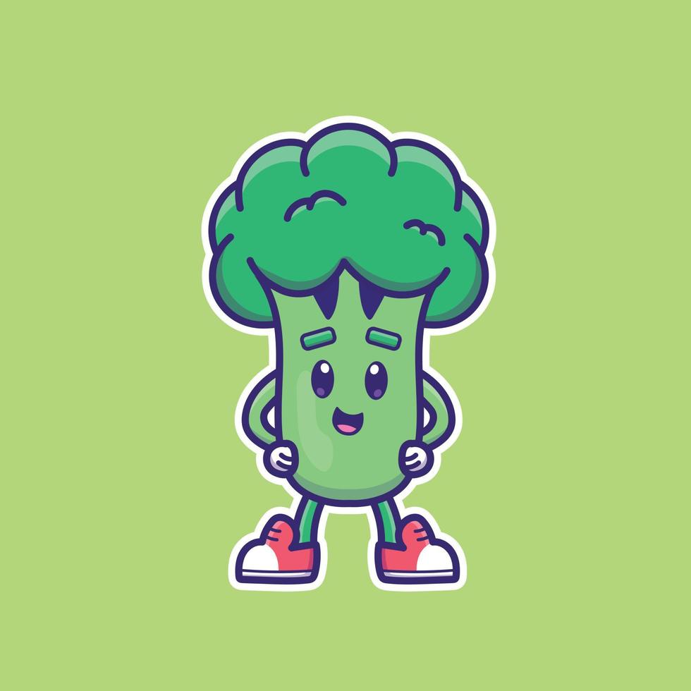 Cute cartoon broccoli in vector illustration