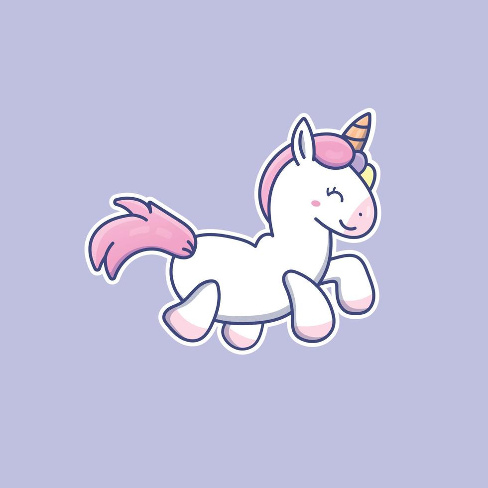 Cute cartoon unicorn in vector illustration