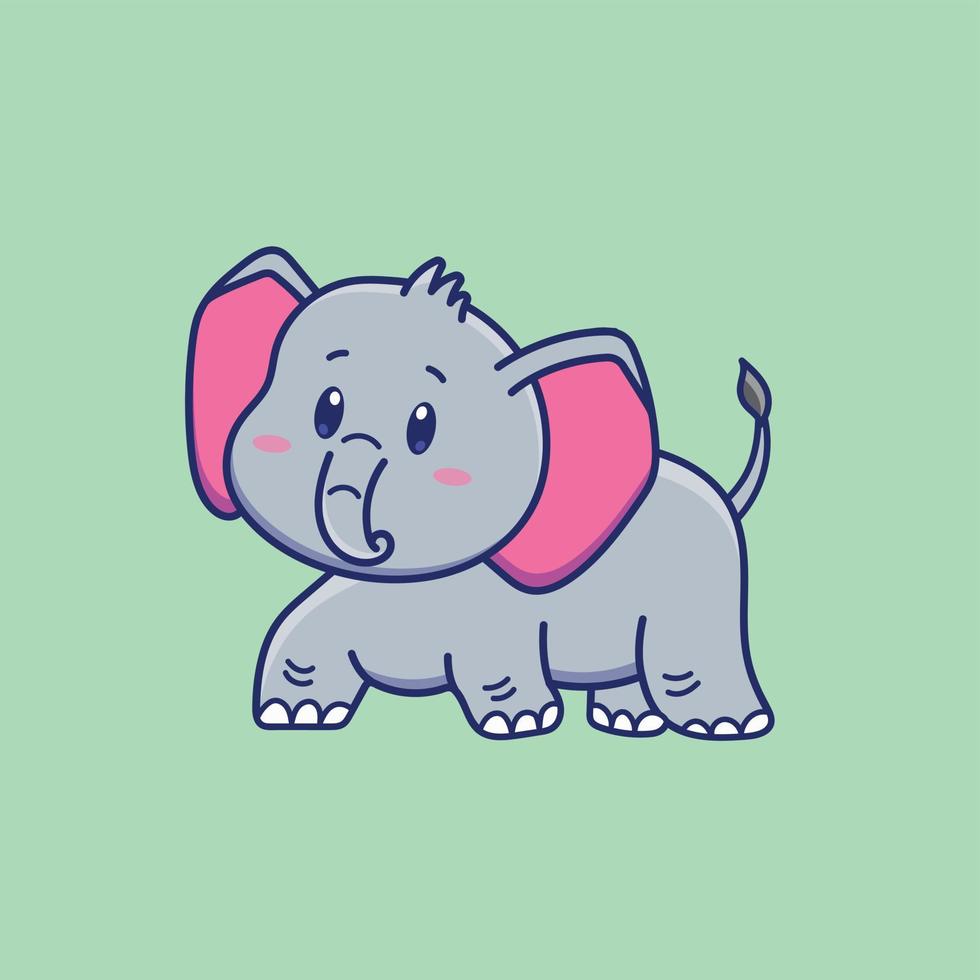 lindo elefante de dibujos animados en ilustración vectorial vector