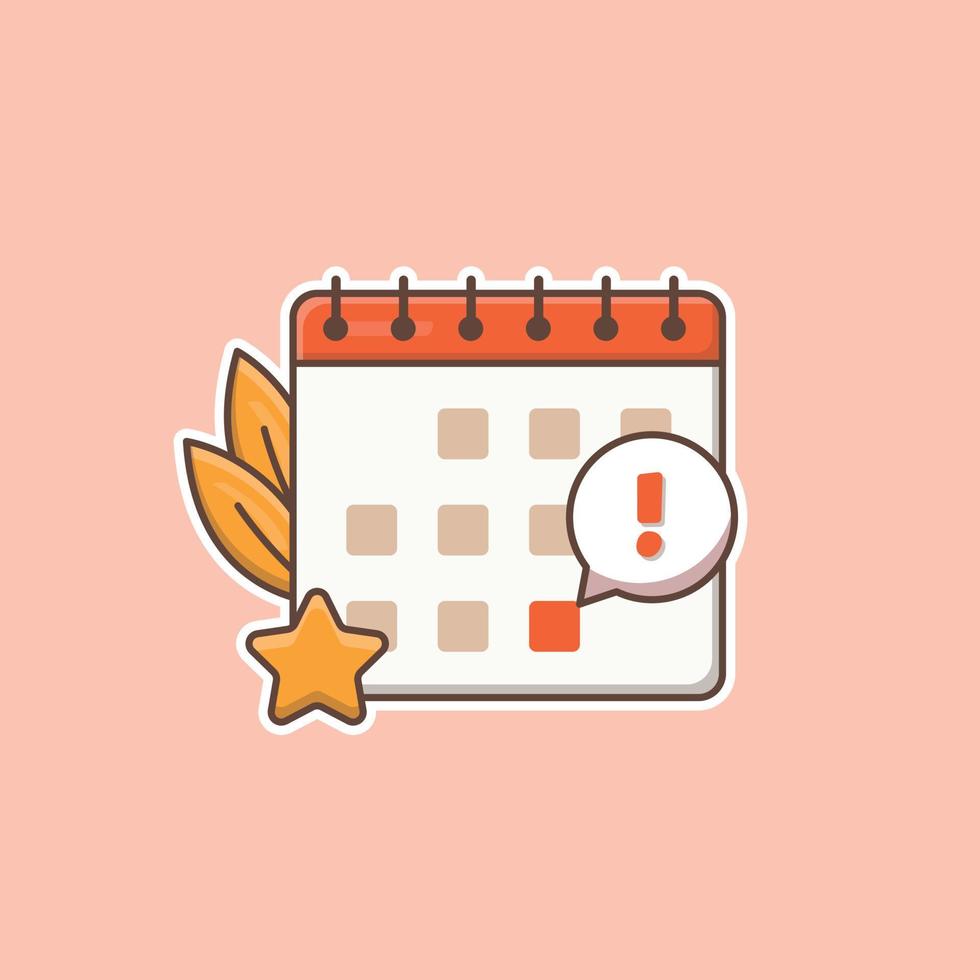 lindo calendario de dibujos animados en ilustración vectorial vector