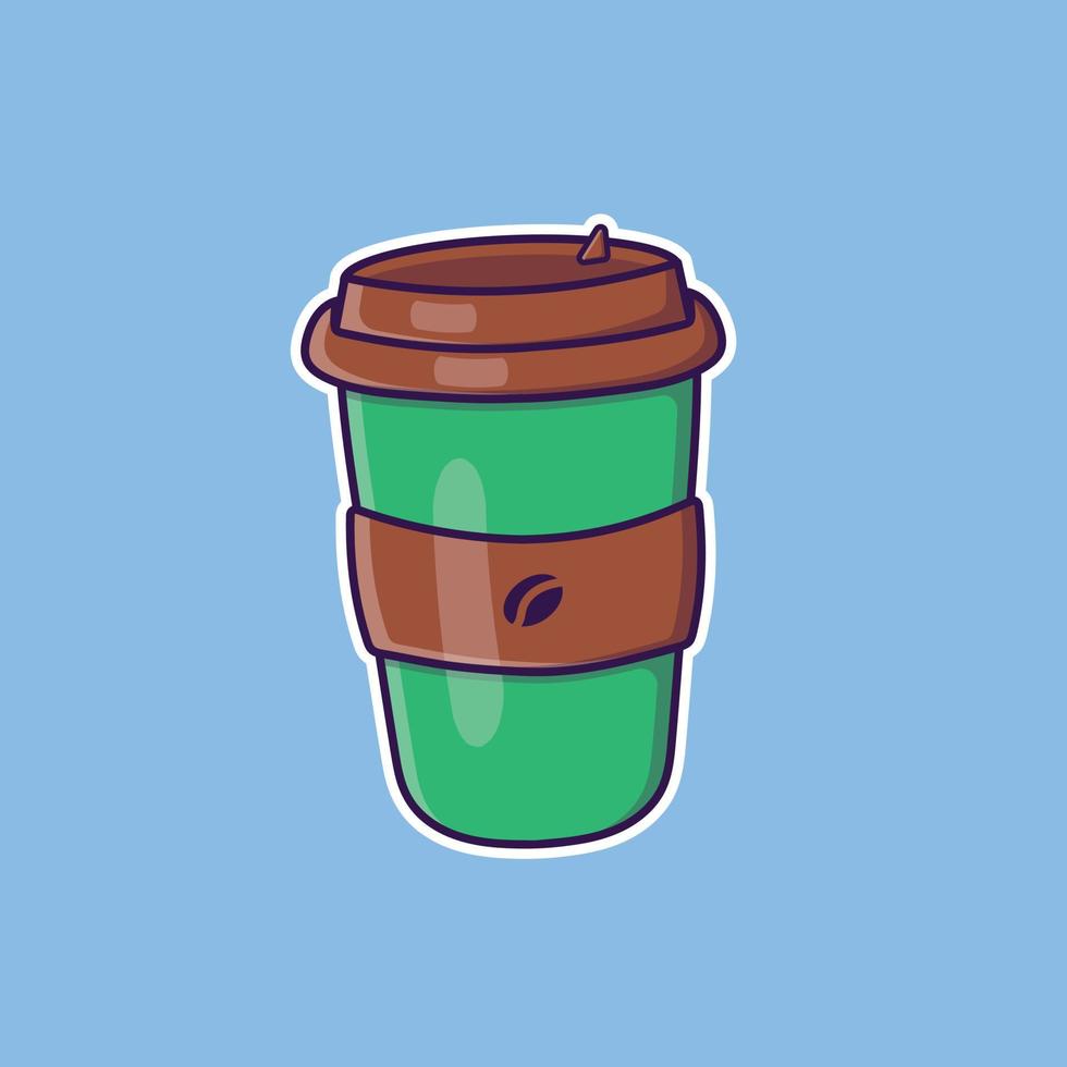 Cute cartoon glass of coffee in vector illustration