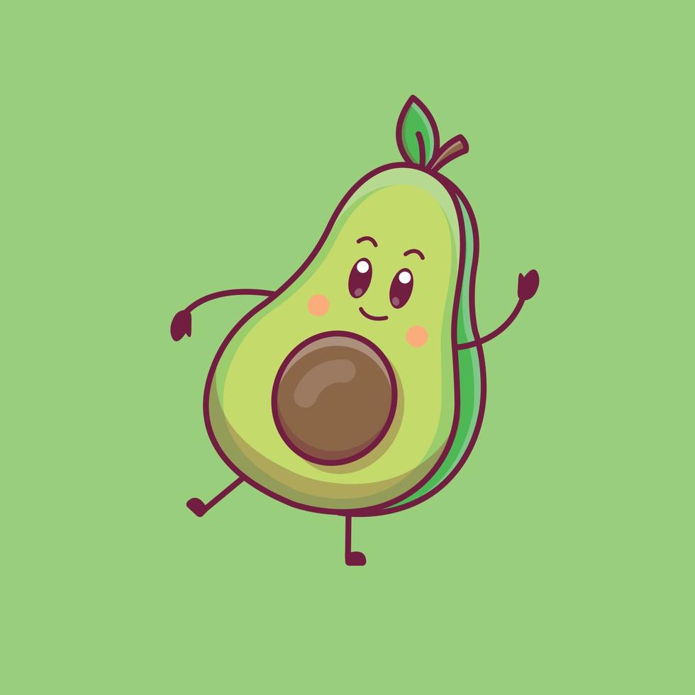 aguacate de dibujos animados lindo en ilustración vectorial vector