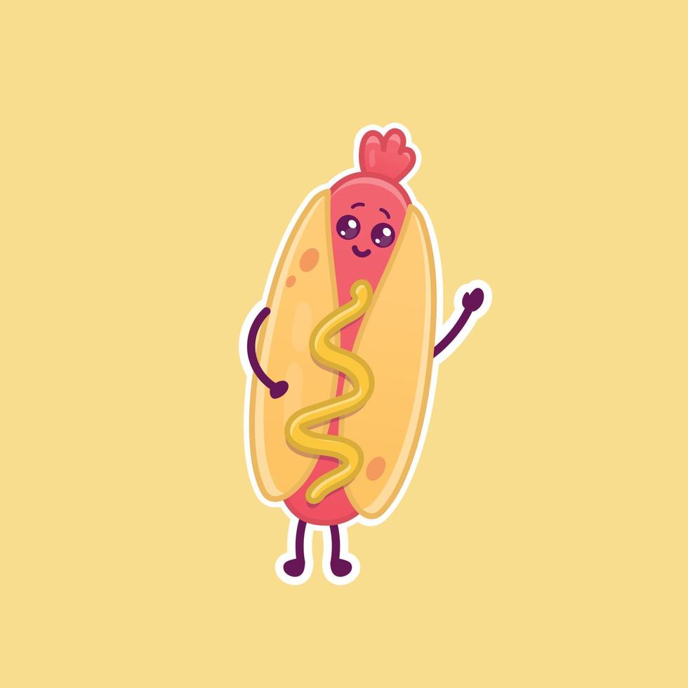 Cute cartoon hot dog vector illustration