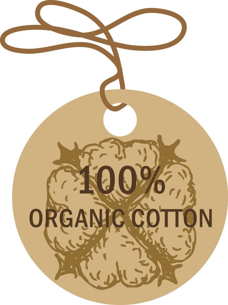Organic cotton. Round label, price tags. Cotton logos, icons, stickers and emblems vector