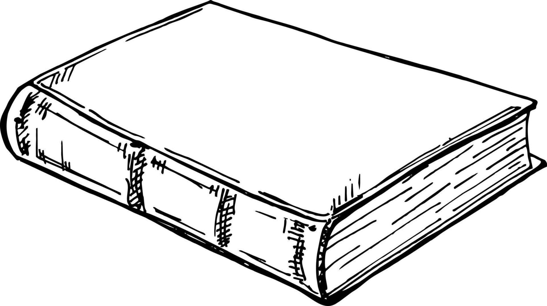 cuaderno de libro de bocetos cerrado, blanco y negro, dibujado a mano, estilo de boceto vector