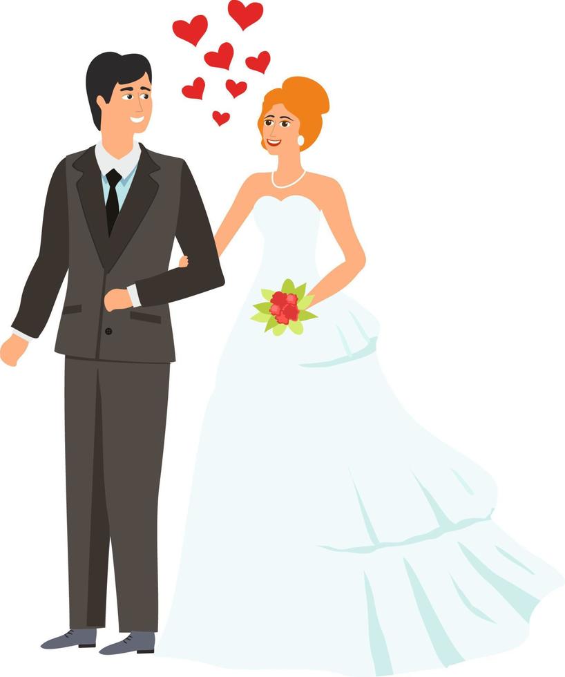 groom and bride flat vector