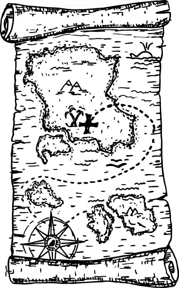 Ilustración de un concepto de mapa pirata. antiguo mapa pirata con textura vector