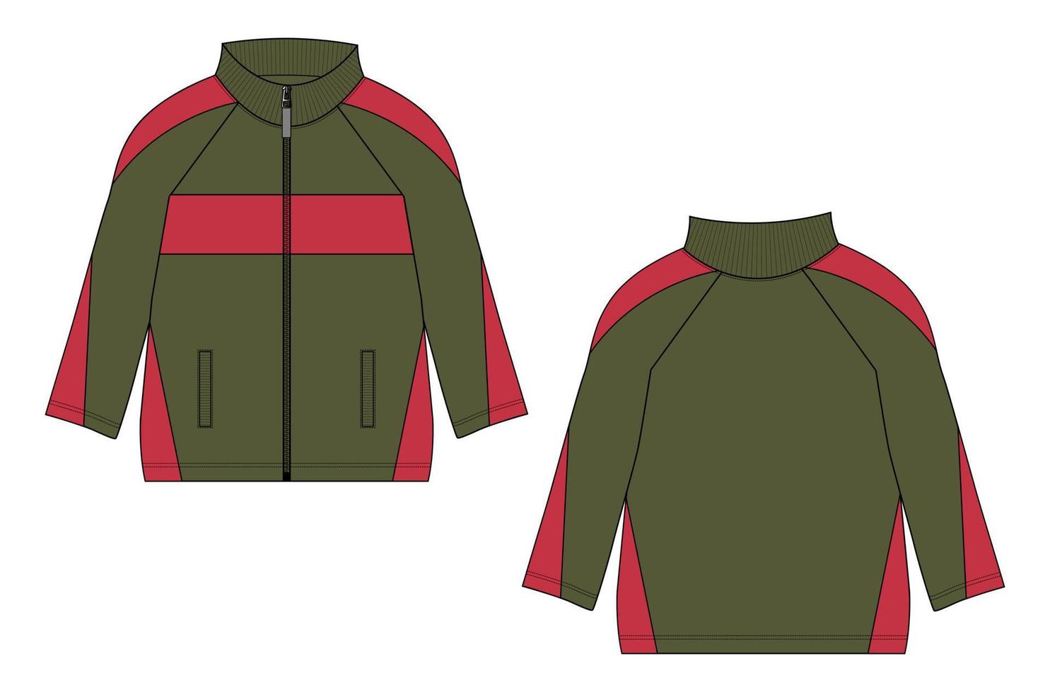 plantilla de ilustración de vector de chaqueta de manga larga