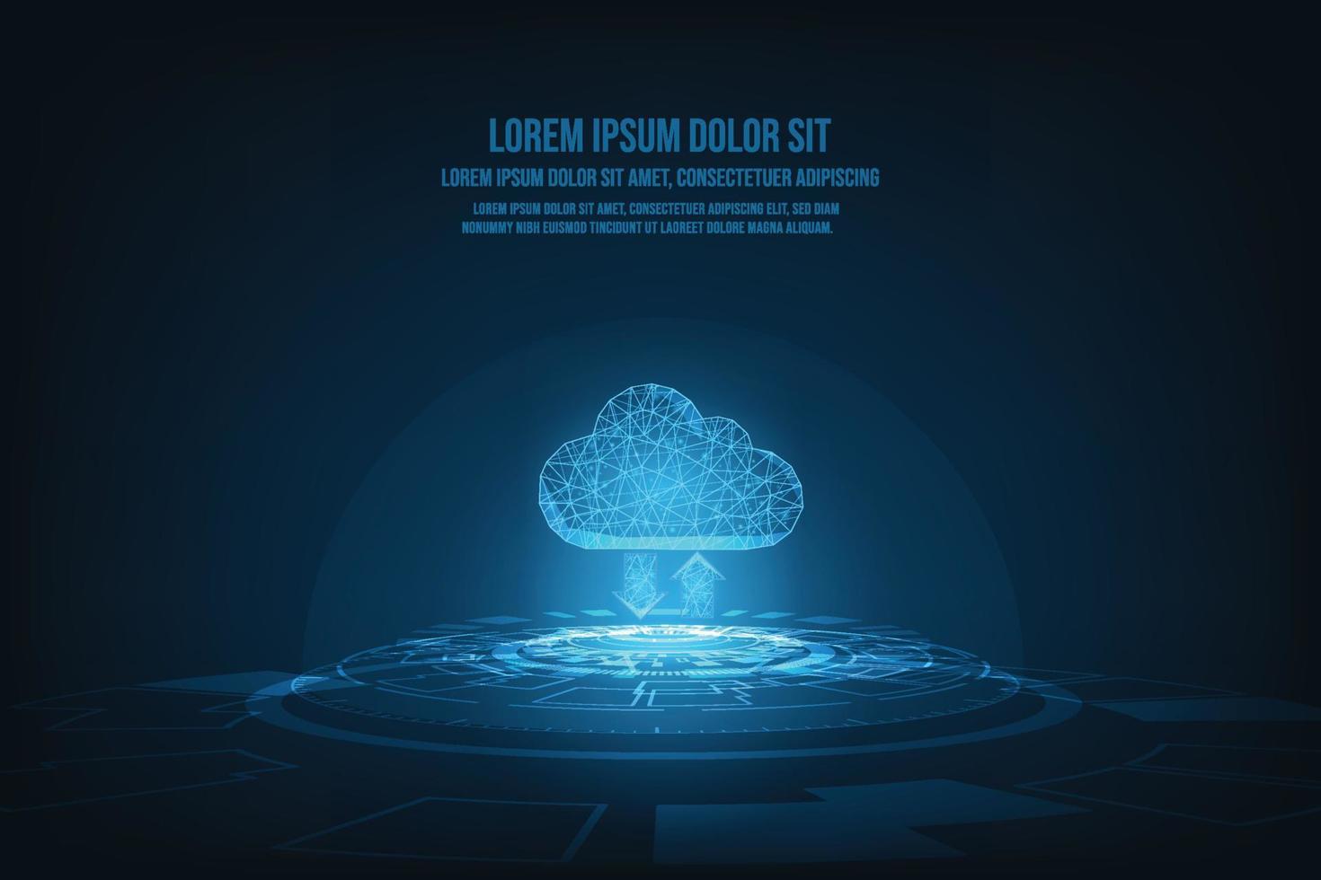 Vector data cloud storage network from lines. Abstract technology background.