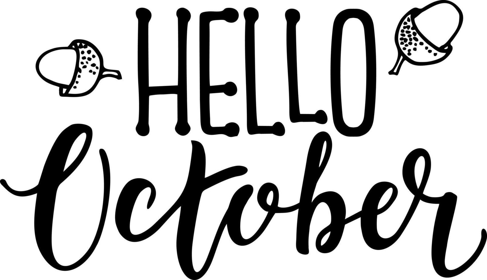 Autumn hand drawn lettering. Hello October vector illustration