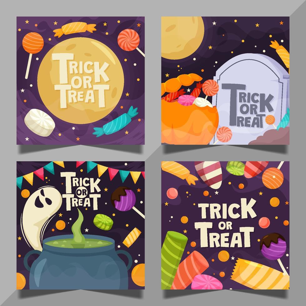 Halloween Trick or Treat Social Media Post vector