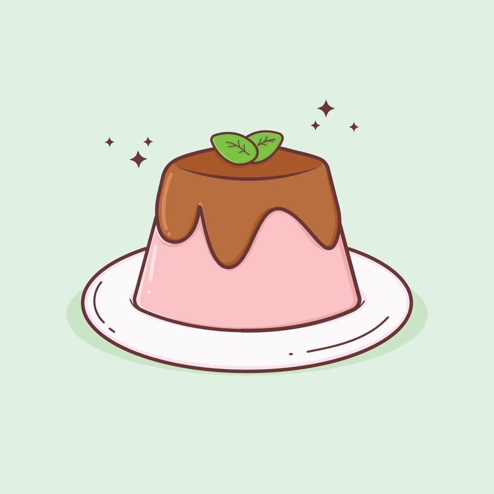 Strawberry Chocolate Pudding Cute Art Illustration vector