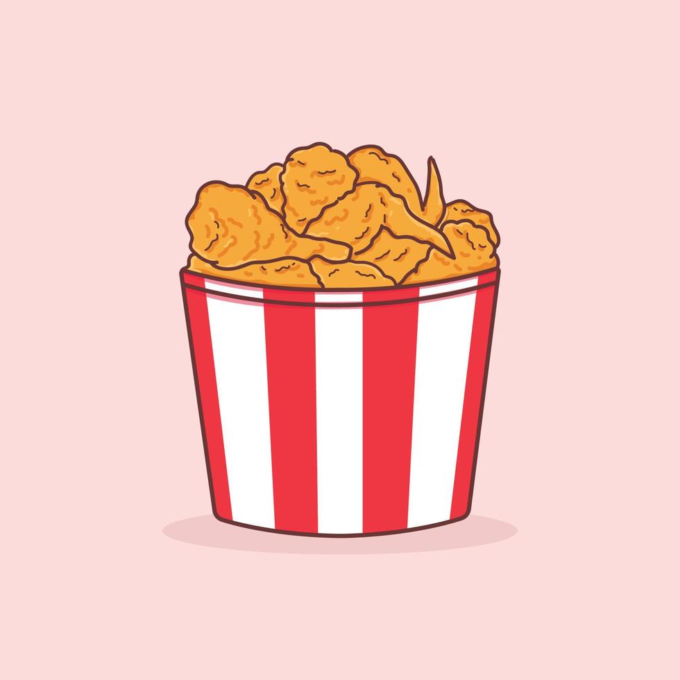 Crunchy Fried Chicken Hand Drawn Illustration vector