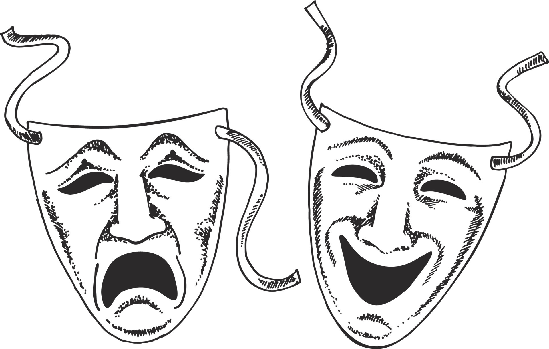 Sketch style drama or theater masks illustration in vector format suitable  for web, print, or advertising use 10556503 Vector Art at Vecteezy