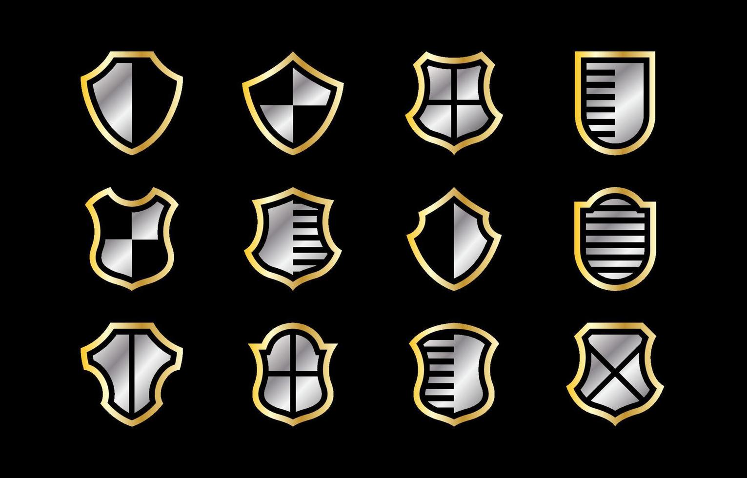 escudo colección de iconos de color degradado de diferentes formas vector