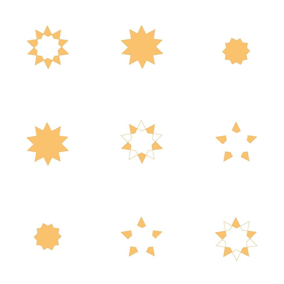 serie de vectores estelares, el vector de una colección de estrellas brillantes. ideal para decoraciones, íconos, símbolos.
