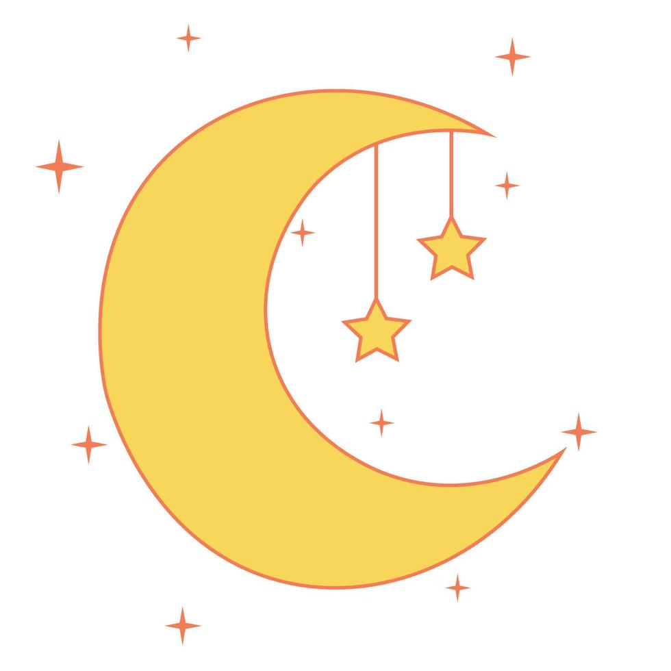 Star vector series, the vector of the moon and the glossy star. Great for decorations, icons, symbols.