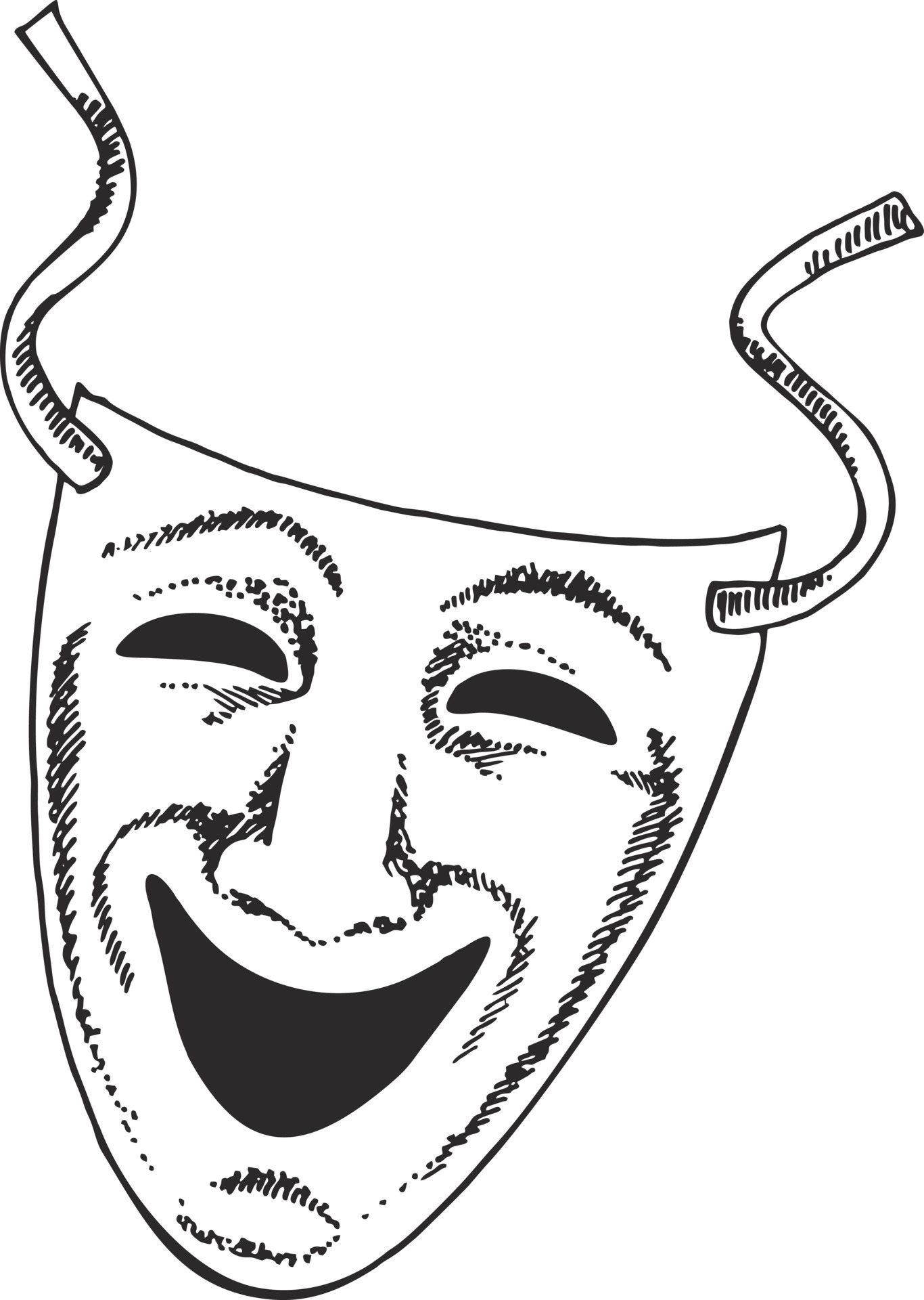 Sketch style drama or theater mask illustration in vector format