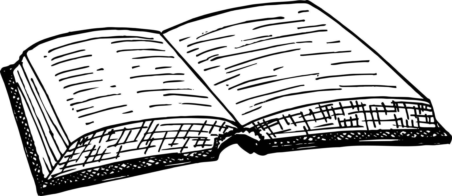 book open sketch Covered open book with fluttering pages, hand drawing sketch vector illustration.