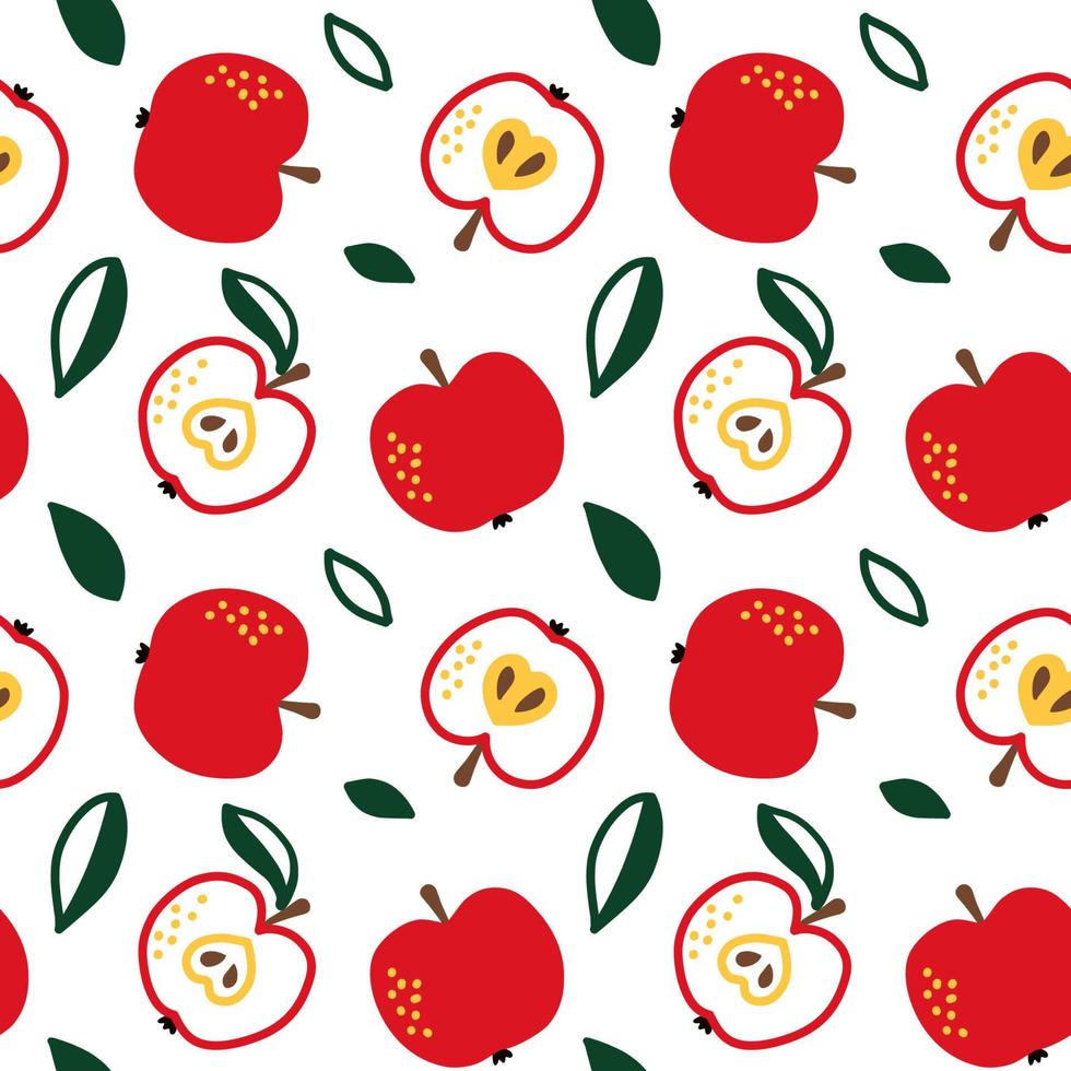 Apple fruit seamless pattern, abstract repeated background. For paper, cover, fabric, gift wrap, wall art, interior decor. Simple surface pattern design. Vector