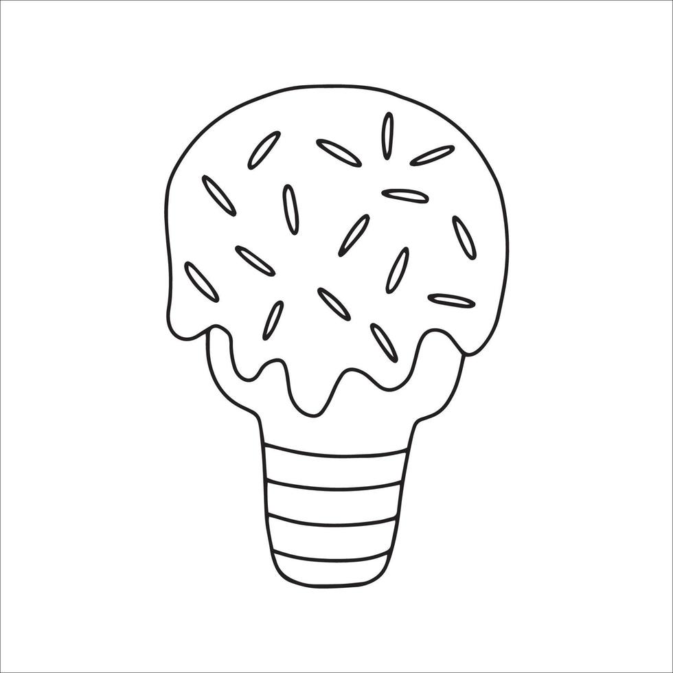 Vector illustration of ice cream in the style of a doodle.Hand-drawn sweet ice cream. Isolated on a white background