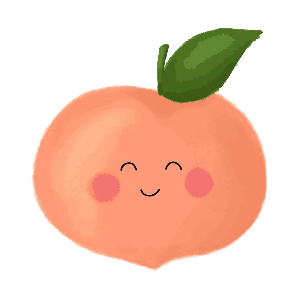 melocotón dulce. fruta linda divertida. emociones emoción de la fruta. kawaii vector