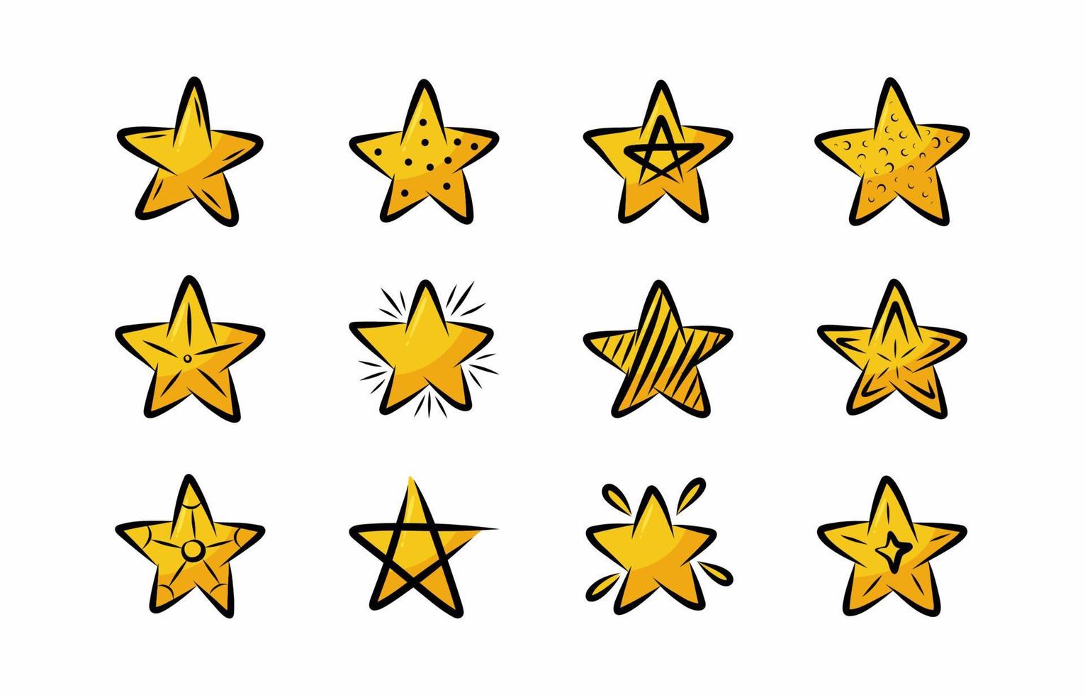 Star Shape Hand Drawn Icon Collection vector