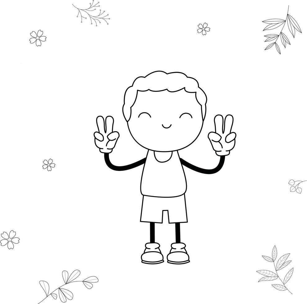 cartoon illustration of little boy having fun posing vector