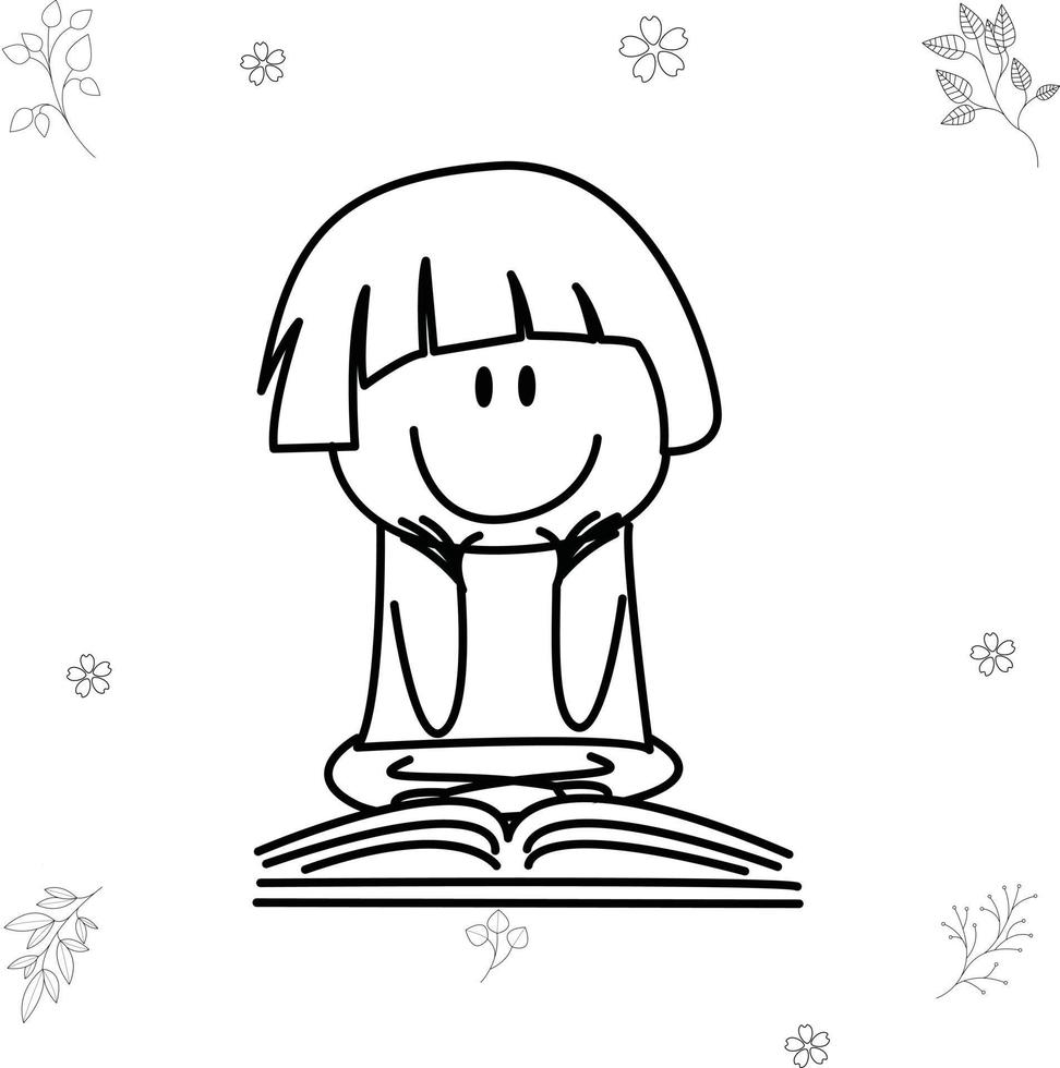 cartoon illustration of little boy having fun in reading vector