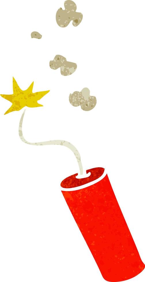 retro cartoon doodle of a lit dynamite stick vector