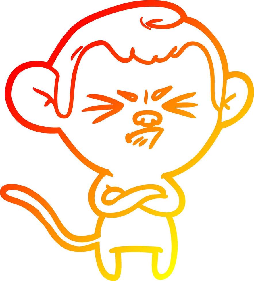 warm gradient line drawing cartoon annoyed monkey vector