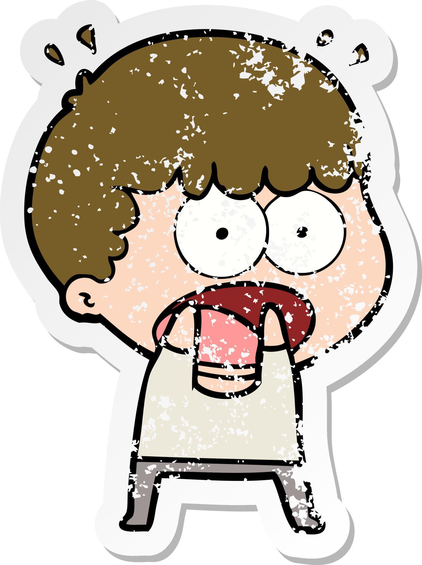 Distressed Sticker Of A Cartoon Shocked Man 10556824 Vector Art At Vecteezy